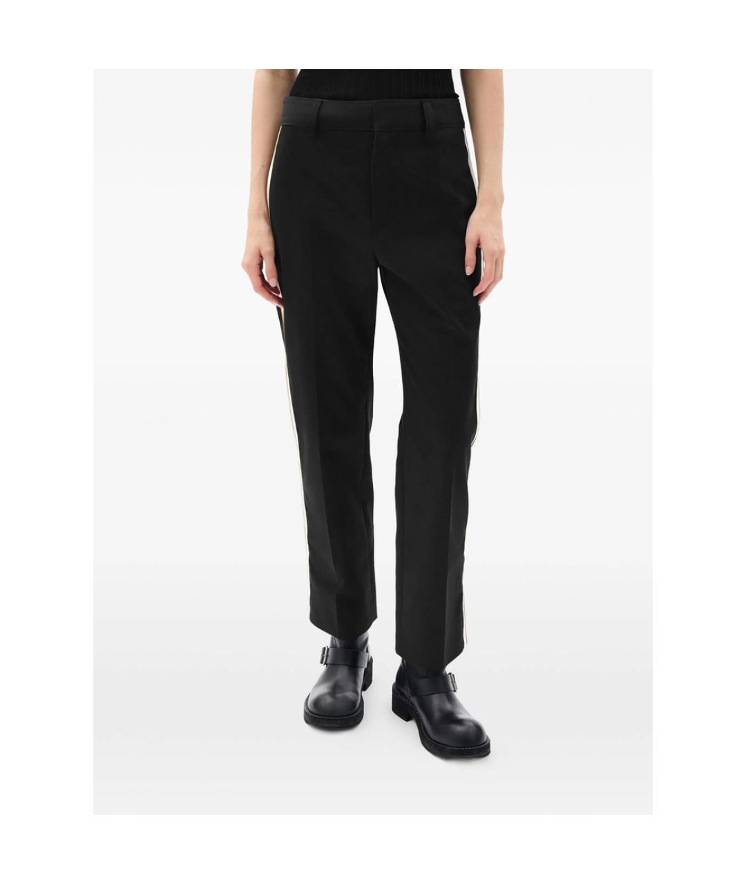 ANN DEMEULEMEESTER Черные хлопковые прямые брюки, фото 1
