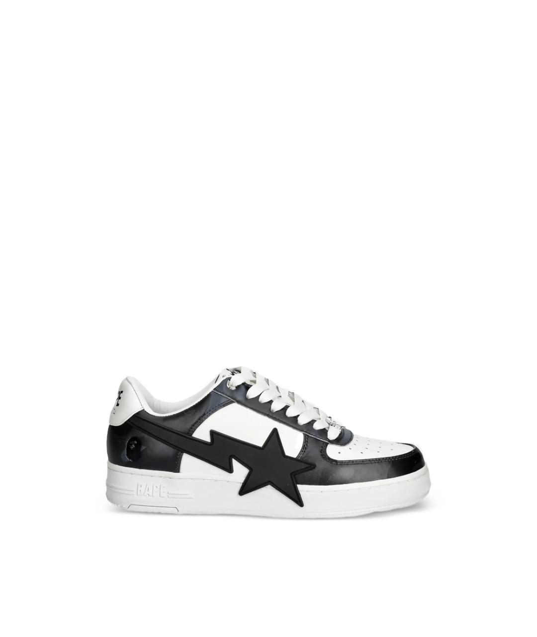 A BATHING APE Черные кожаные низкие кроссовки / кеды, фото 1