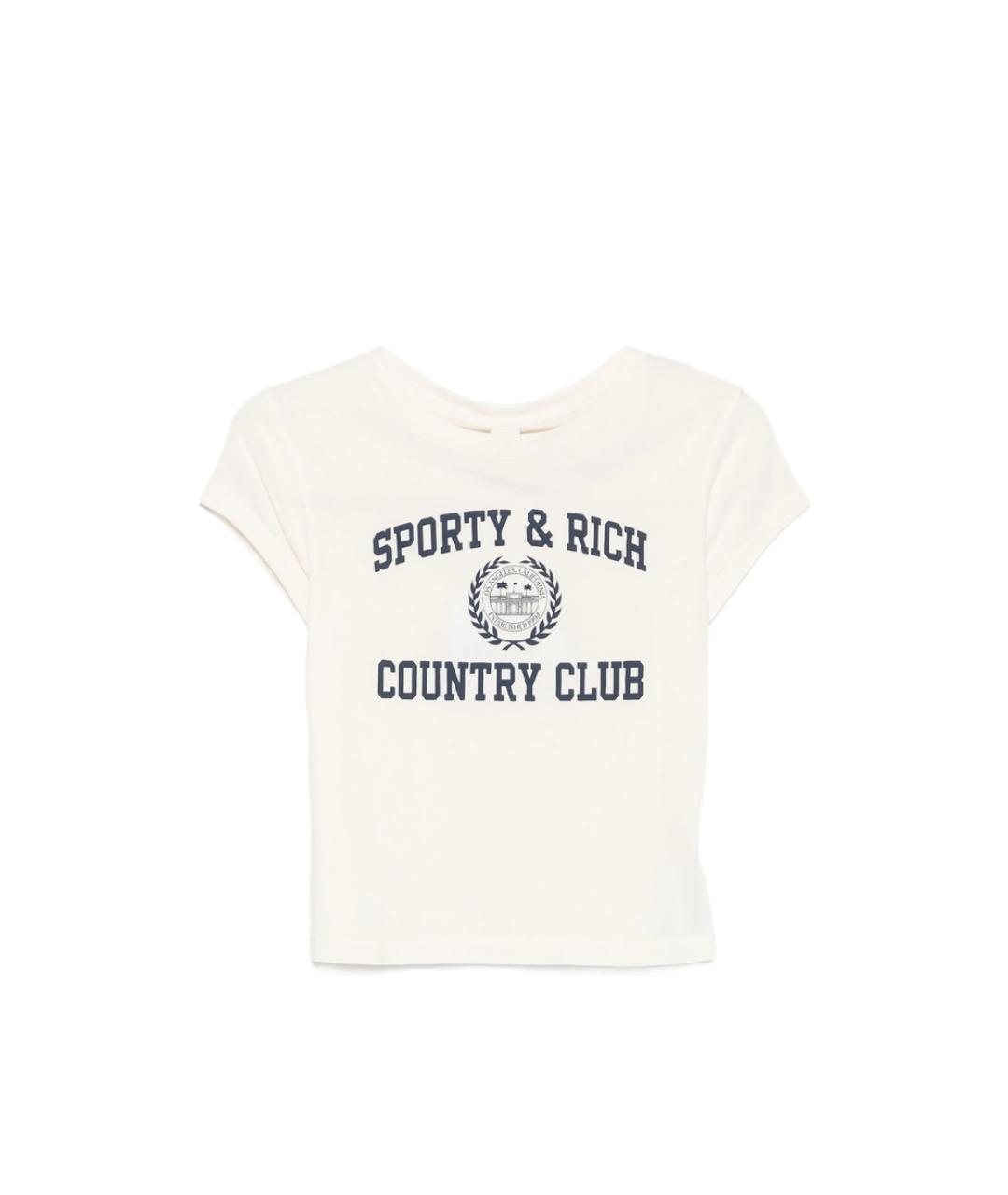 SPORTY AND RICH Бежевая хлопковая футболка, фото 1