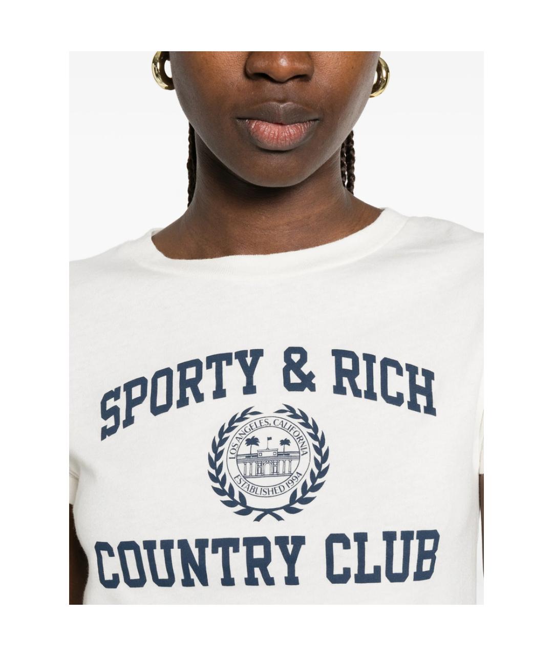 SPORTY AND RICH Бежевая хлопковая футболка, фото 5