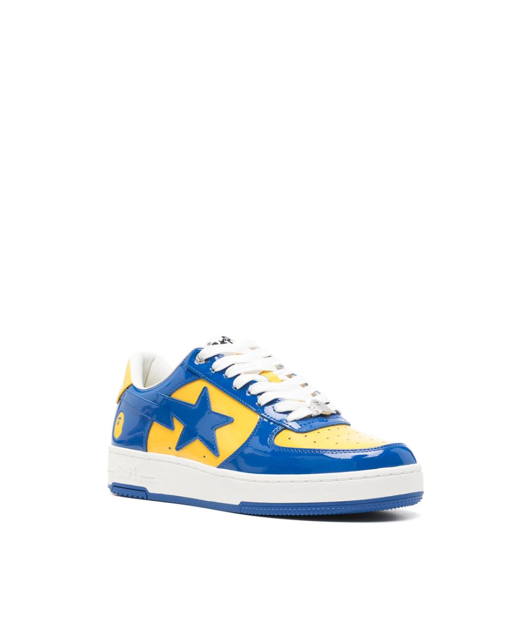 A BATHING APE Синие кожаные низкие кроссовки / кеды, фото 4