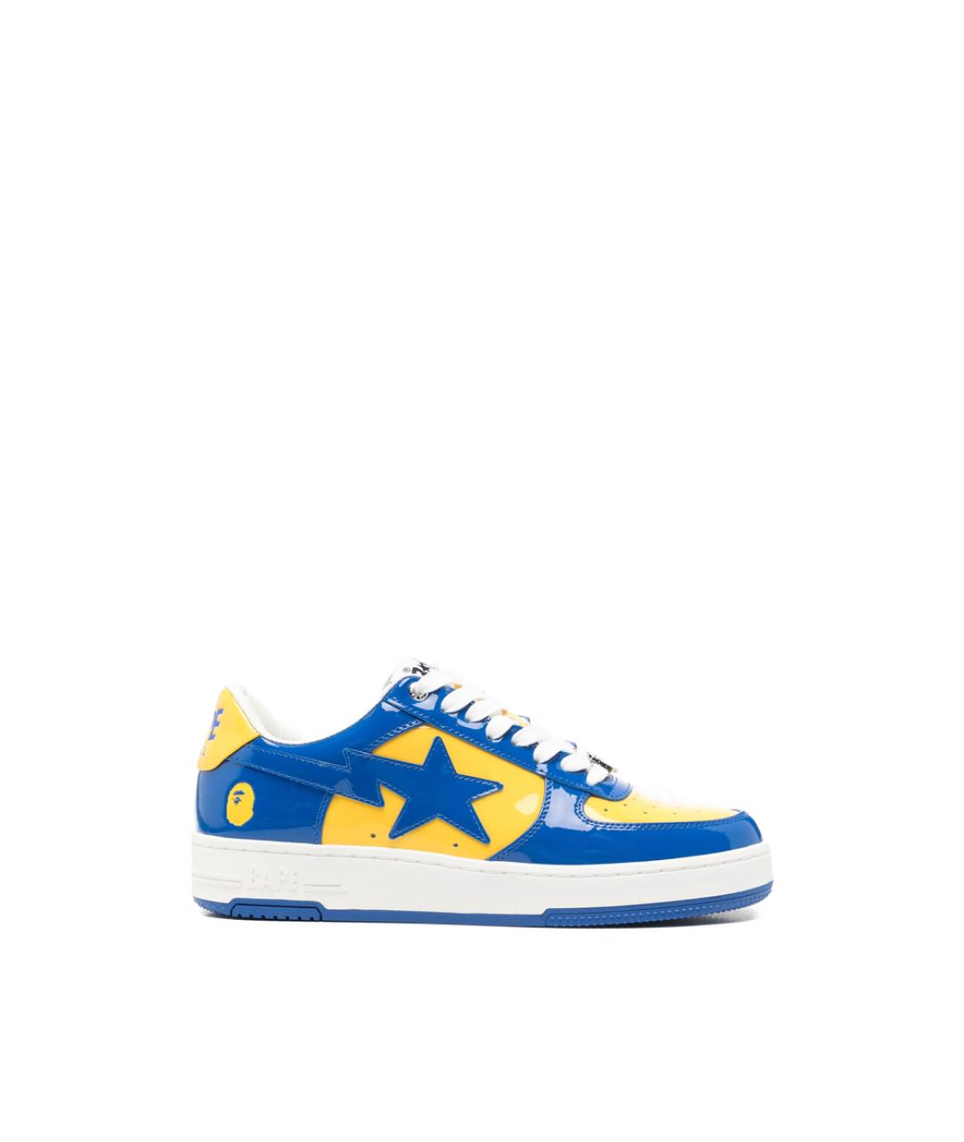 A BATHING APE Синие кожаные низкие кроссовки / кеды, фото 1