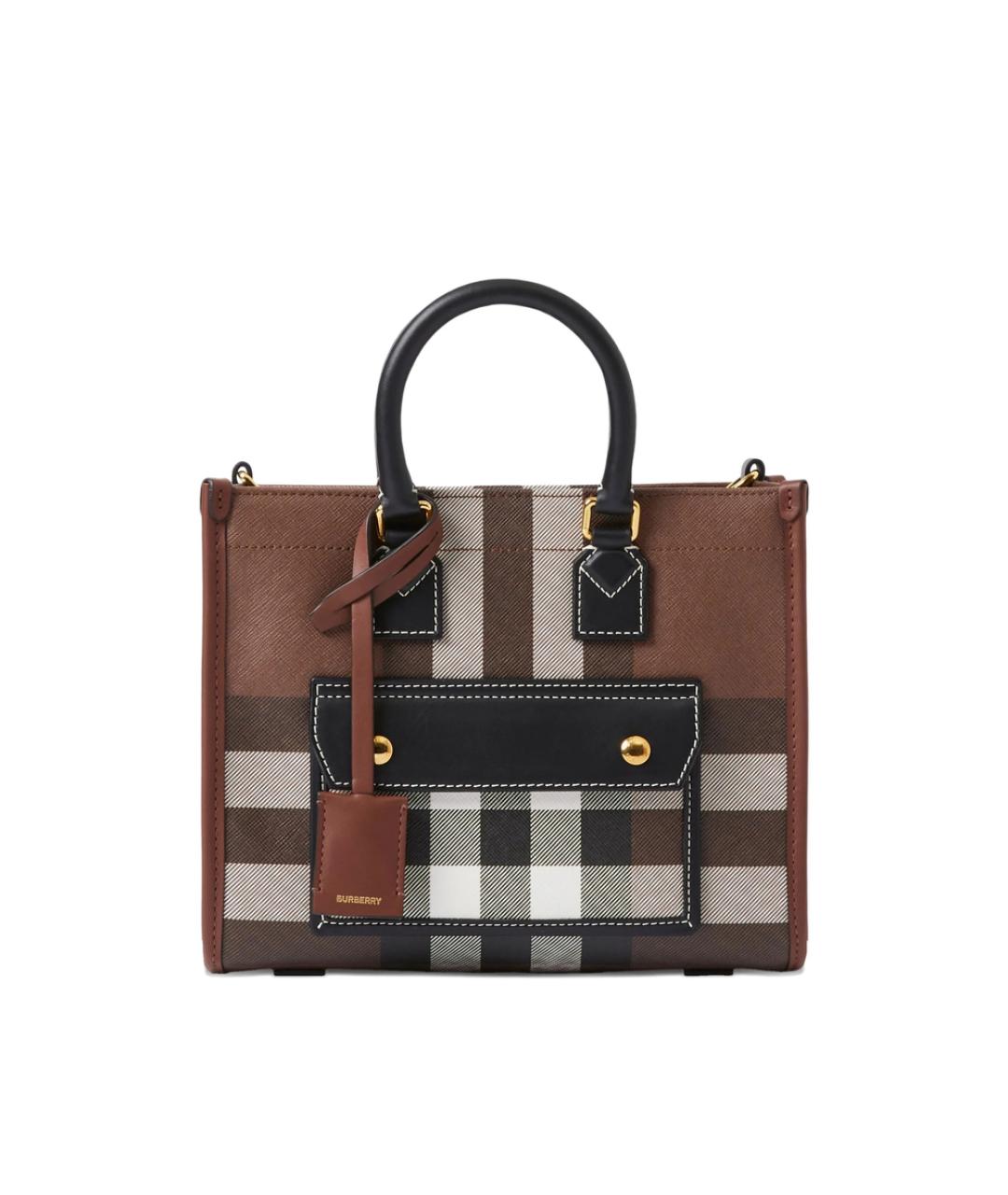 BURBERRY Коричневая тканевая сумка тоут, фото 1