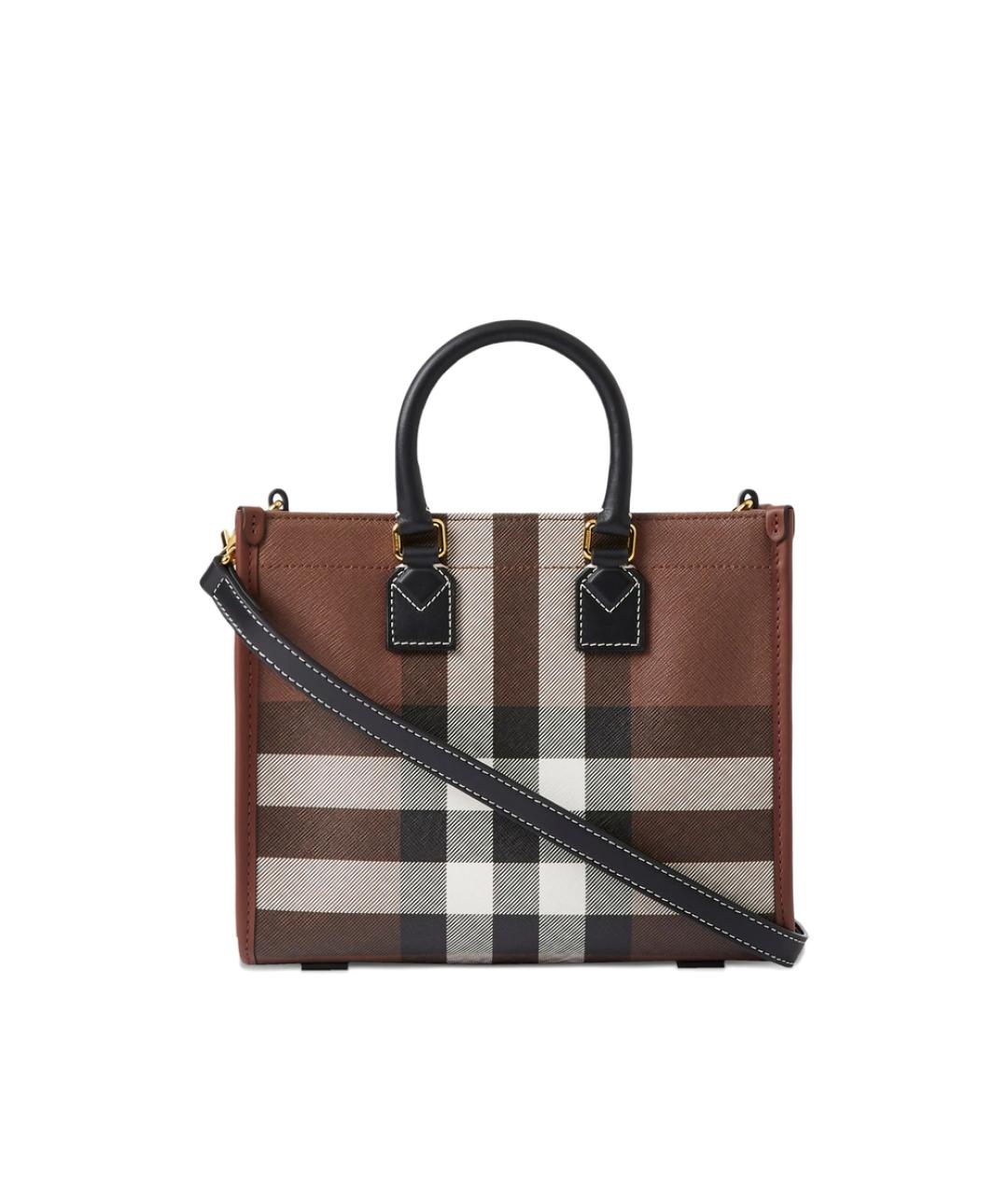 BURBERRY Коричневая тканевая сумка тоут, фото 4