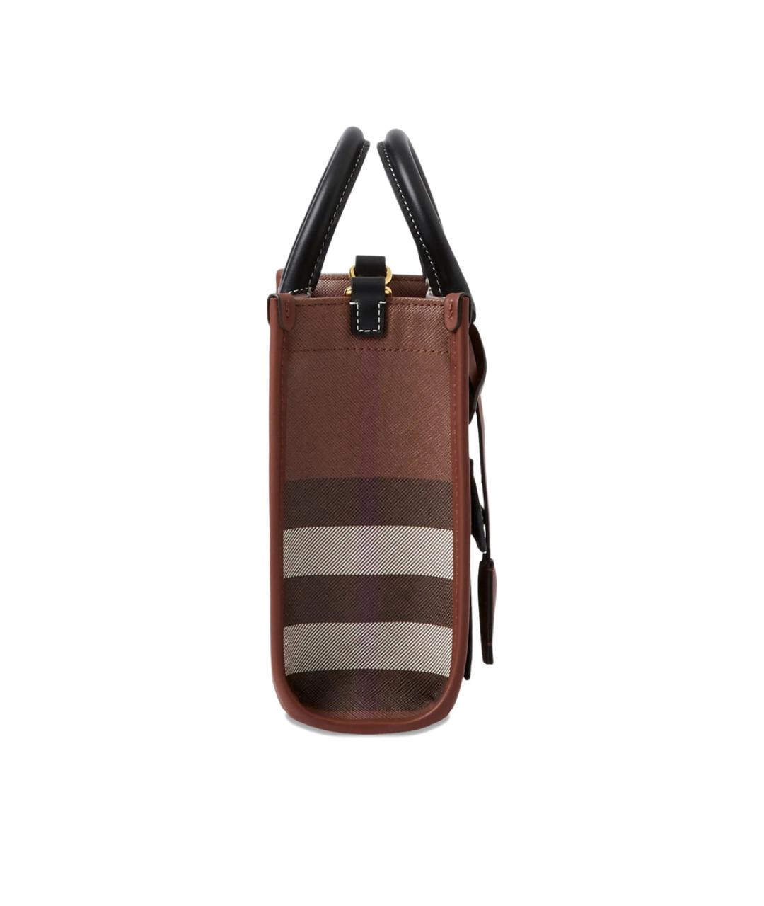 BURBERRY Коричневая тканевая сумка тоут, фото 5