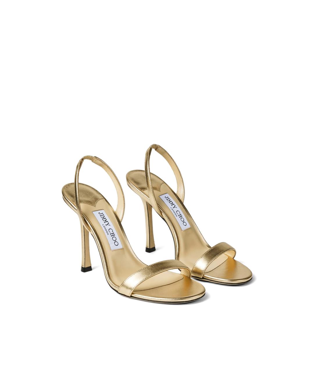 JIMMY CHOO Золотые кожаные туфли, фото 4