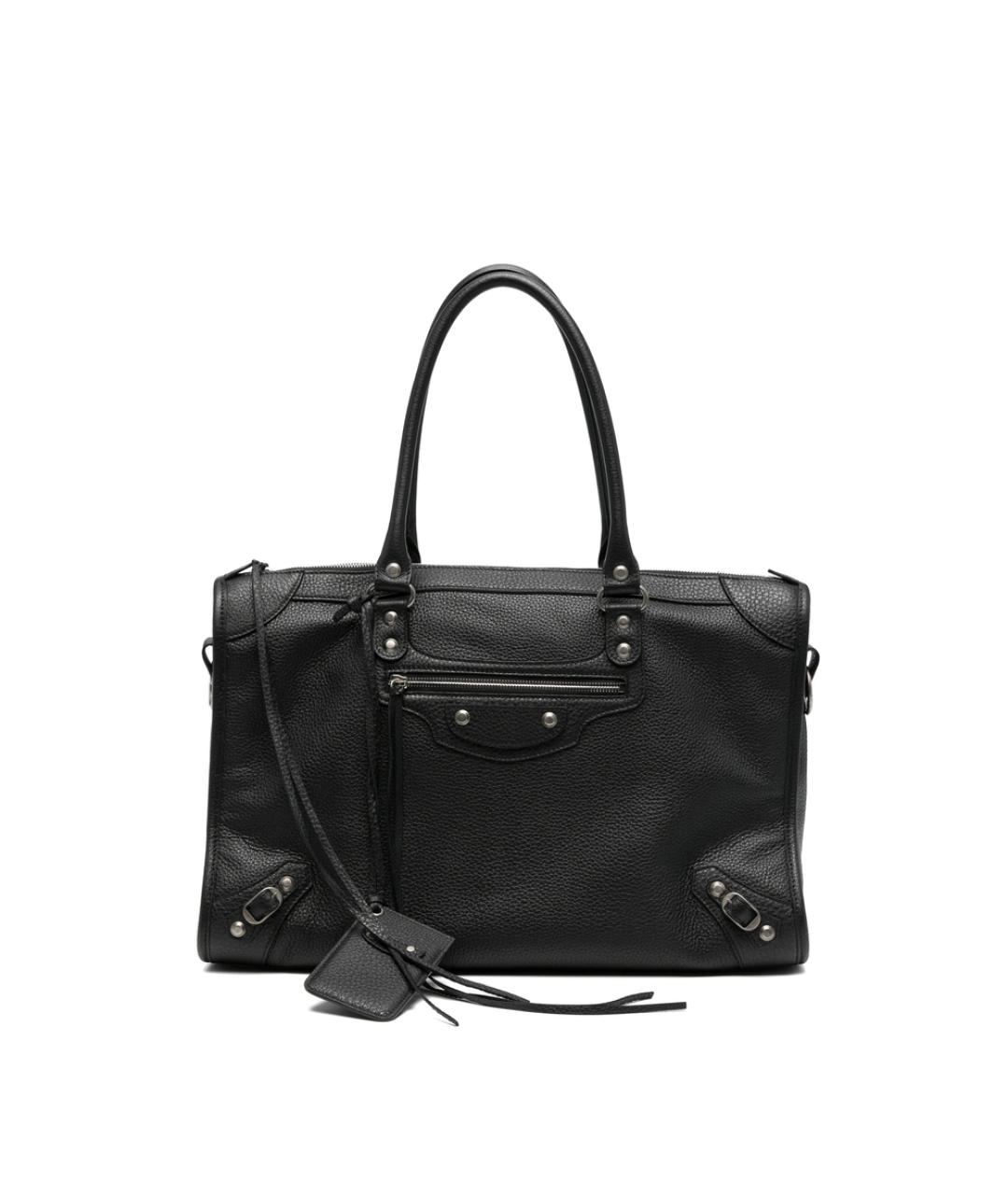 BALENCIAGA Черная кожаная сумка тоут, фото 1
