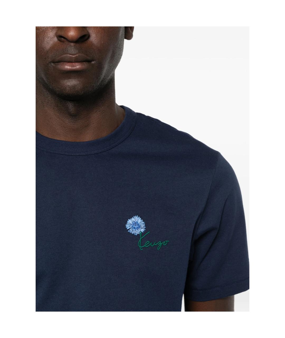 KENZO Синяя хлопковая футболка, фото 4