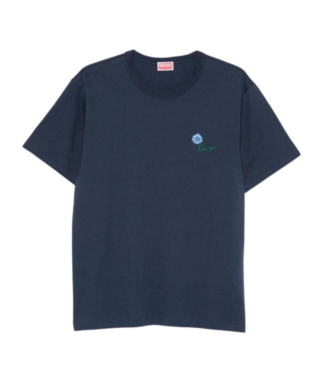 KENZO Синяя хлопковая футболка, фото 1