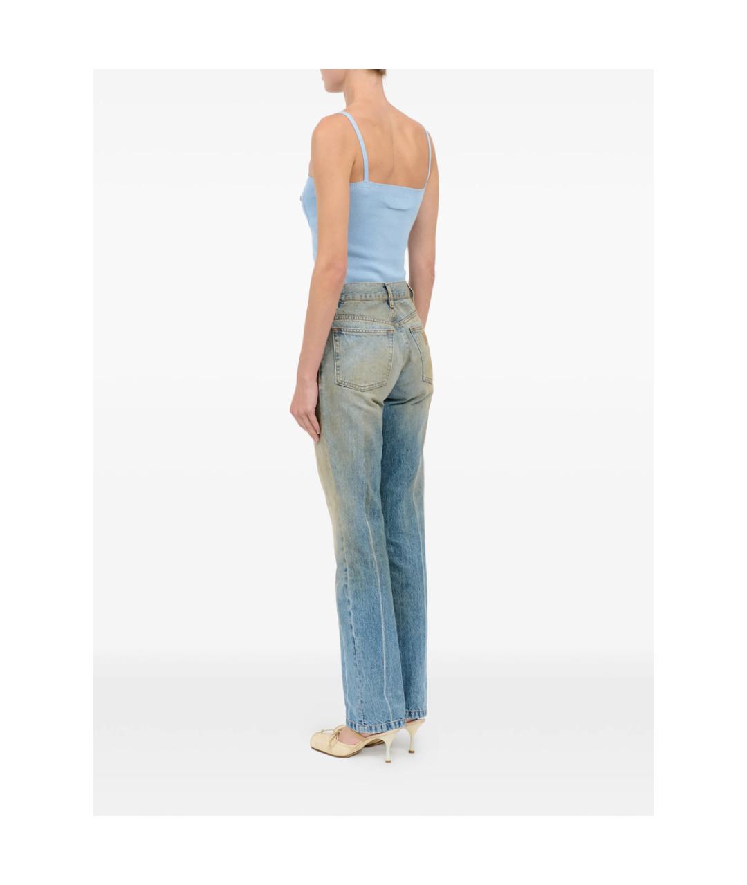 MM6 MAISON MARGIELA Синие хлопковые прямые джинсы, фото 6
