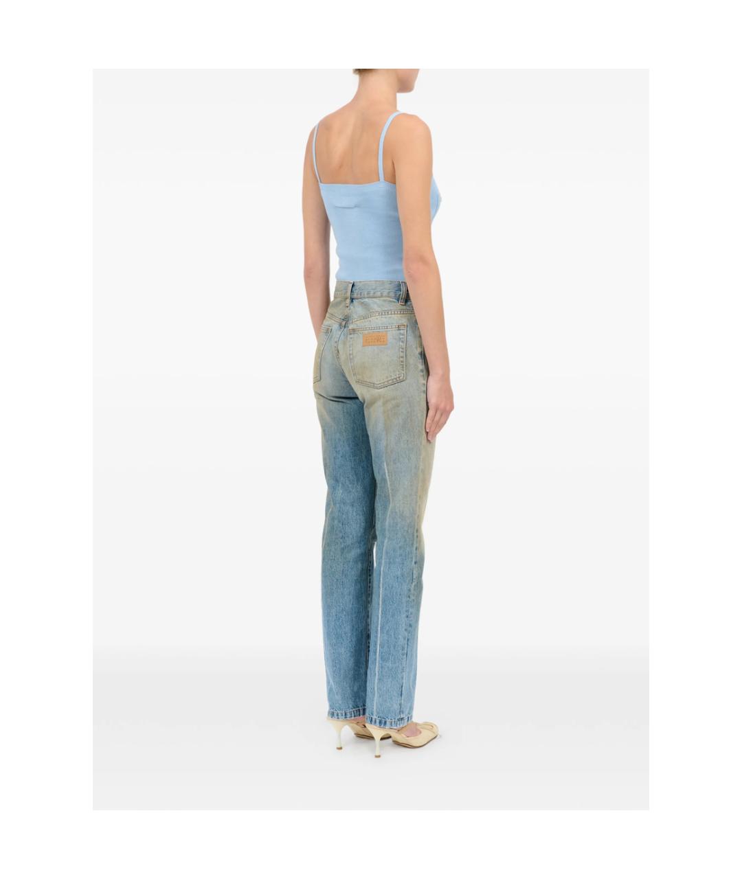 MM6 MAISON MARGIELA Синие хлопковые прямые джинсы, фото 3