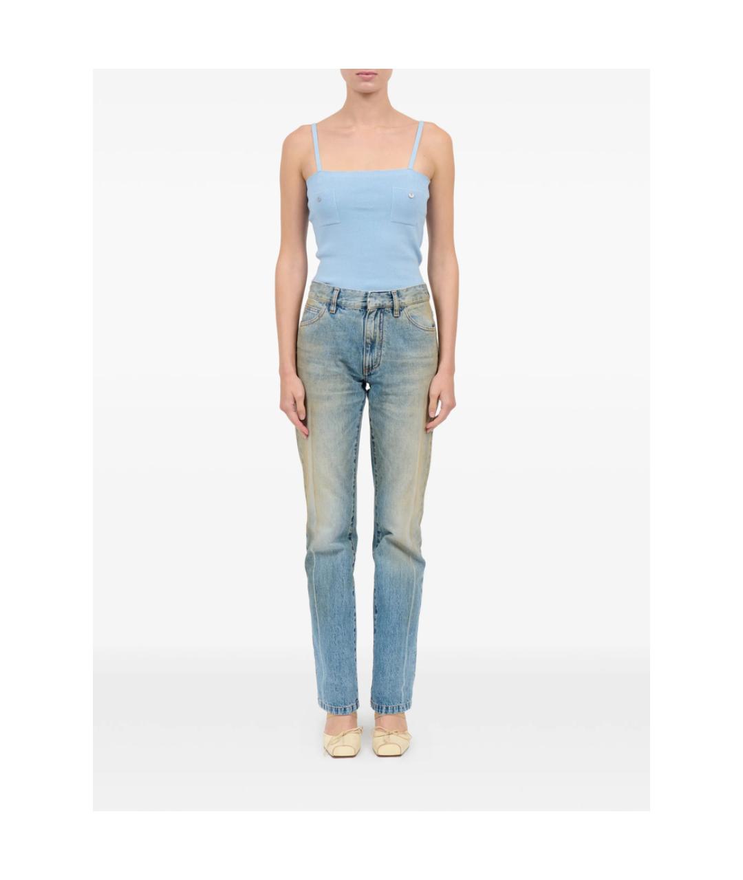 MM6 MAISON MARGIELA Синие хлопковые прямые джинсы, фото 2
