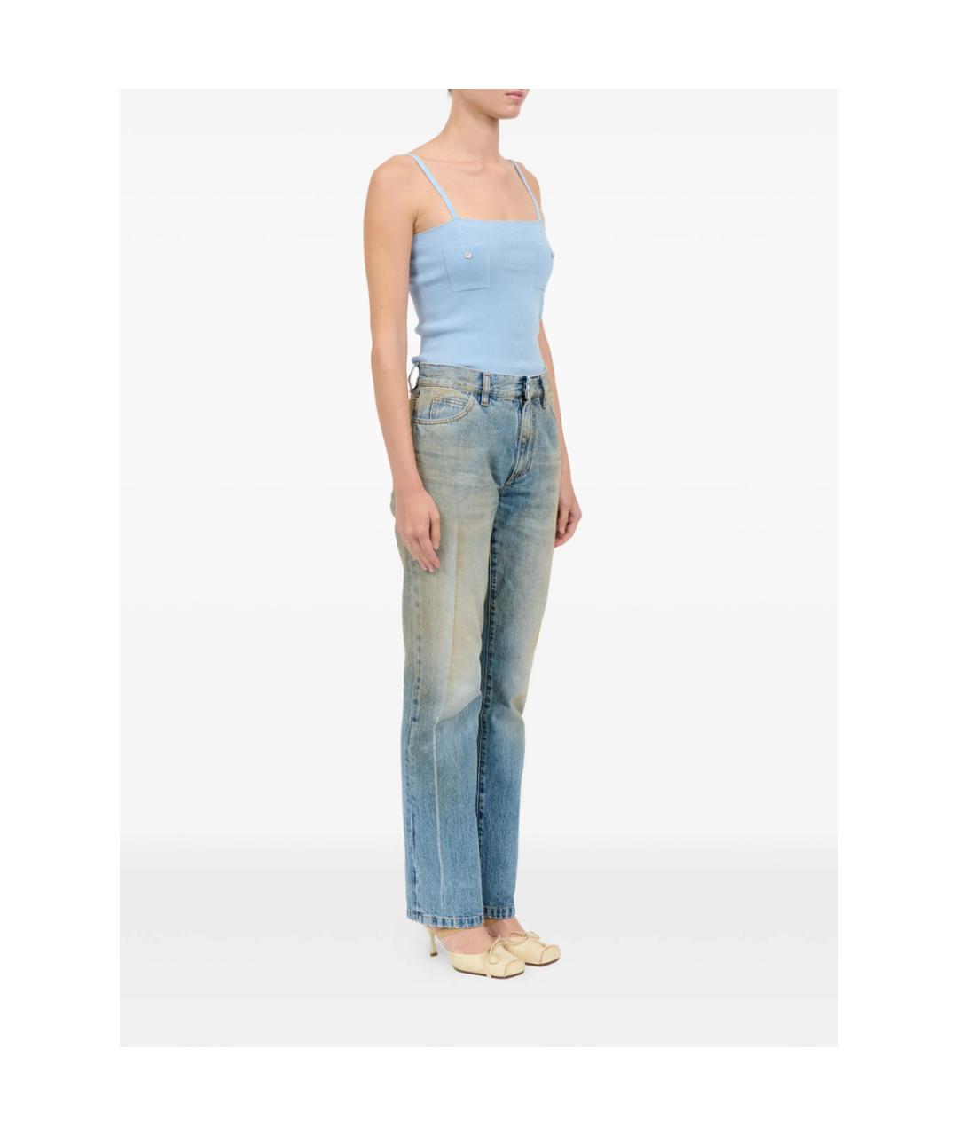 MM6 MAISON MARGIELA Синие хлопковые прямые джинсы, фото 4