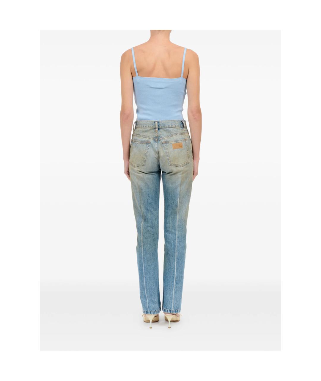 MM6 MAISON MARGIELA Синие хлопковые прямые джинсы, фото 5