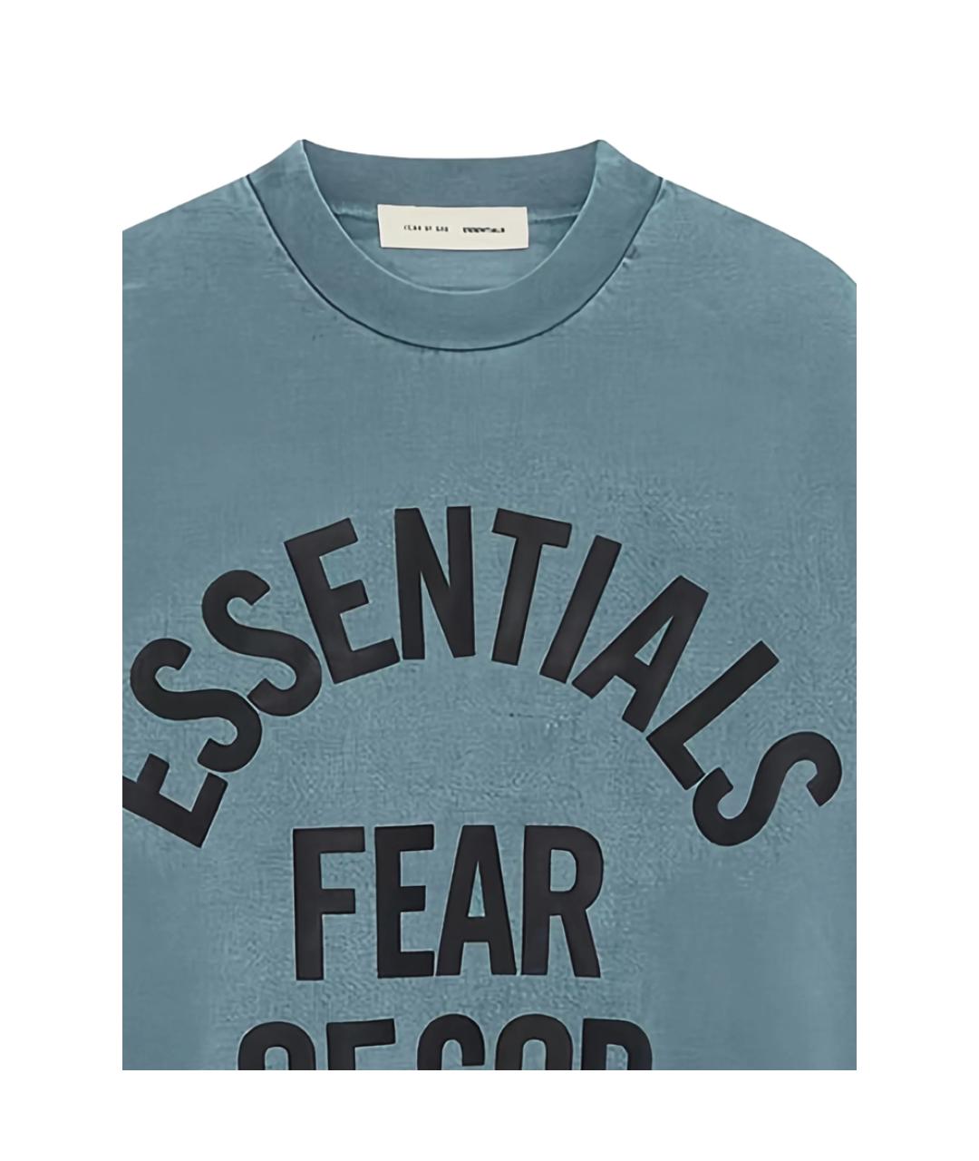 FEAR OF GOD ESSENTIALS Синяя хлопковая футболка, фото 2