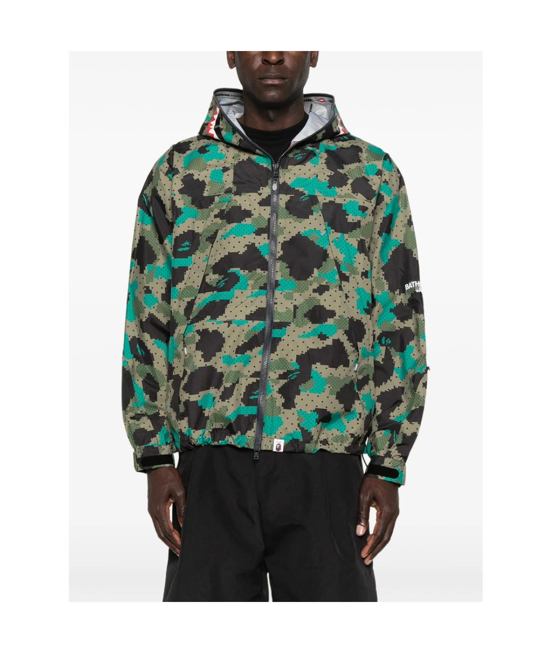 A BATHING APE Зеленая полиэстеровая спортивная куртка, фото 4
