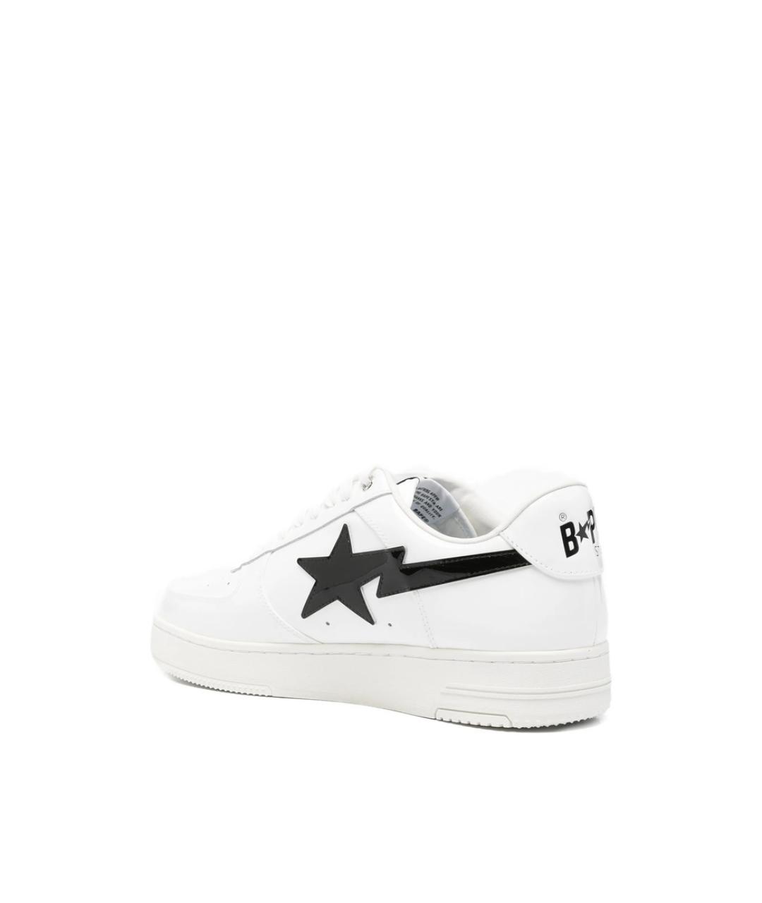 A BATHING APE Белые кожаные низкие кроссовки / кеды, фото 3