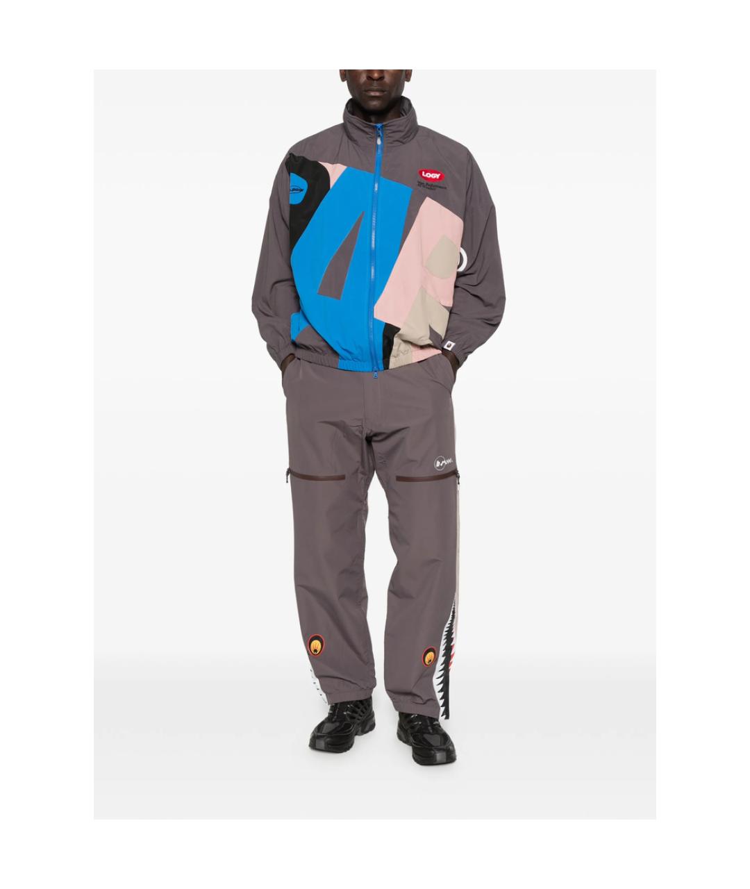 A BATHING APE Серые полиэстеровые повседневные брюки, фото 3
