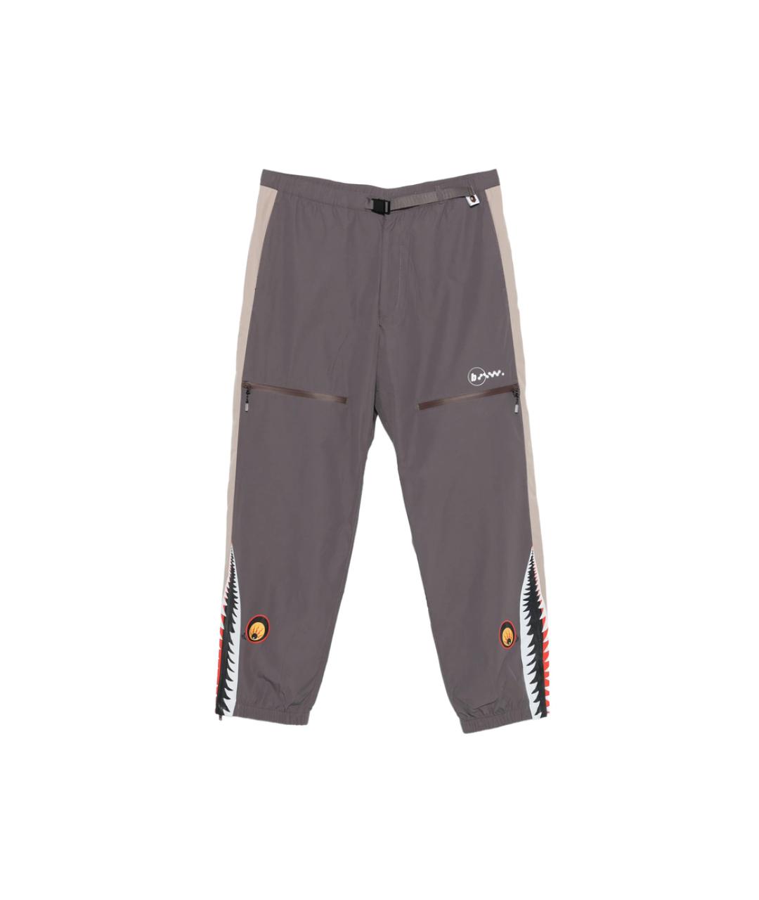 A BATHING APE Серые полиэстеровые повседневные брюки, фото 1