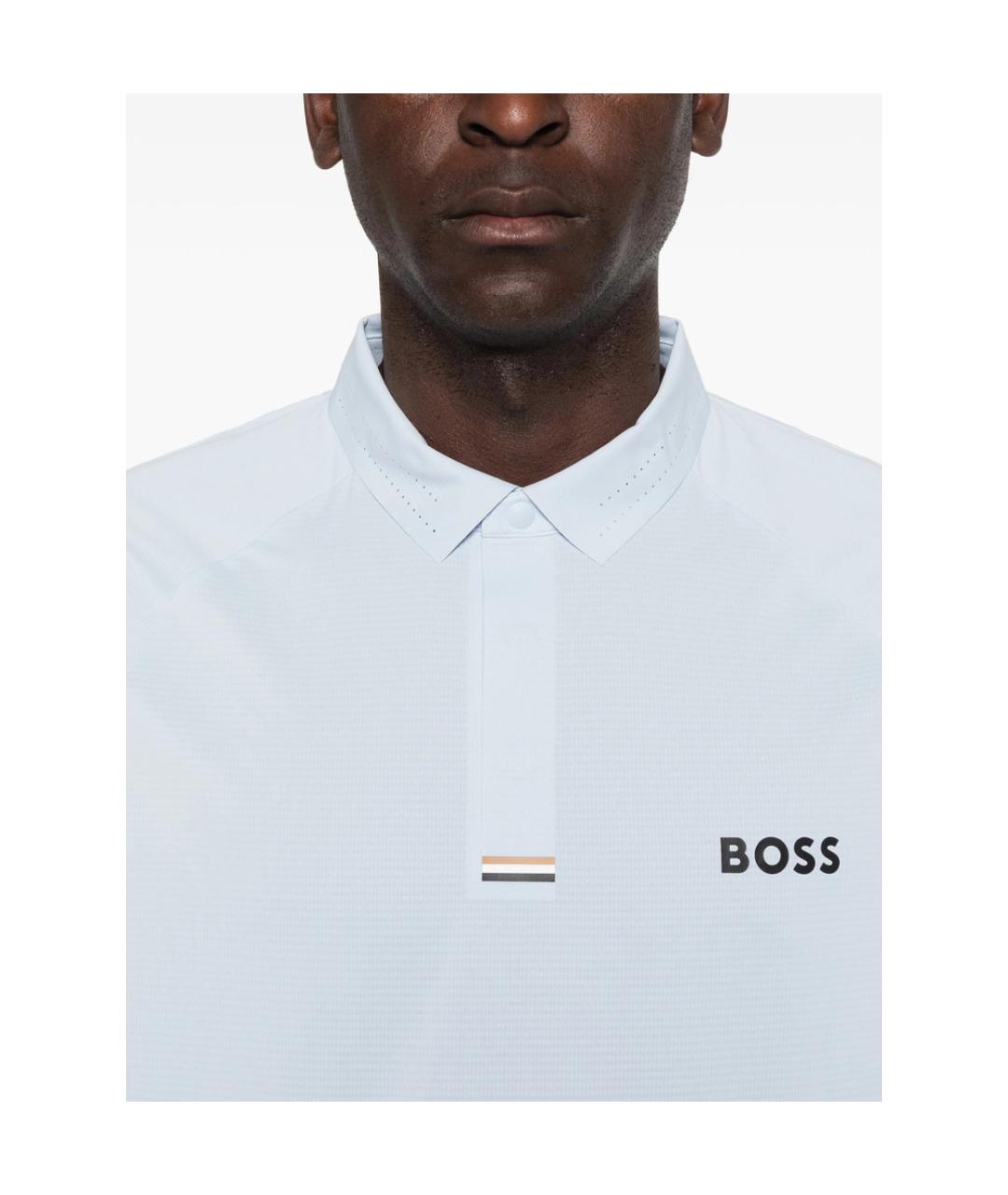 HUGO BOSS Голубое поло с коротким рукавом, фото 3