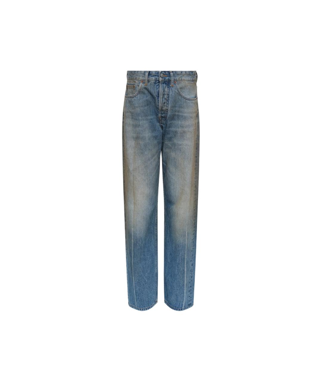 MM6 MAISON MARGIELA Синие хлопковые прямые джинсы, фото 1