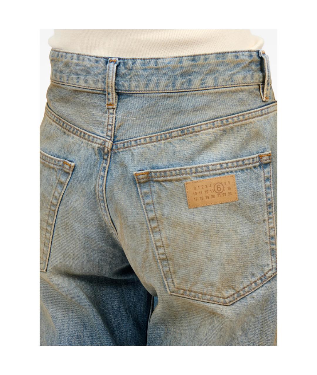 MM6 MAISON MARGIELA Синие хлопковые прямые джинсы, фото 4