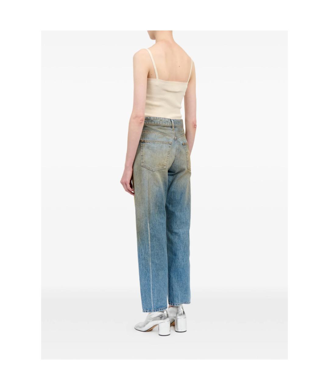 MM6 MAISON MARGIELA Синие хлопковые прямые джинсы, фото 6