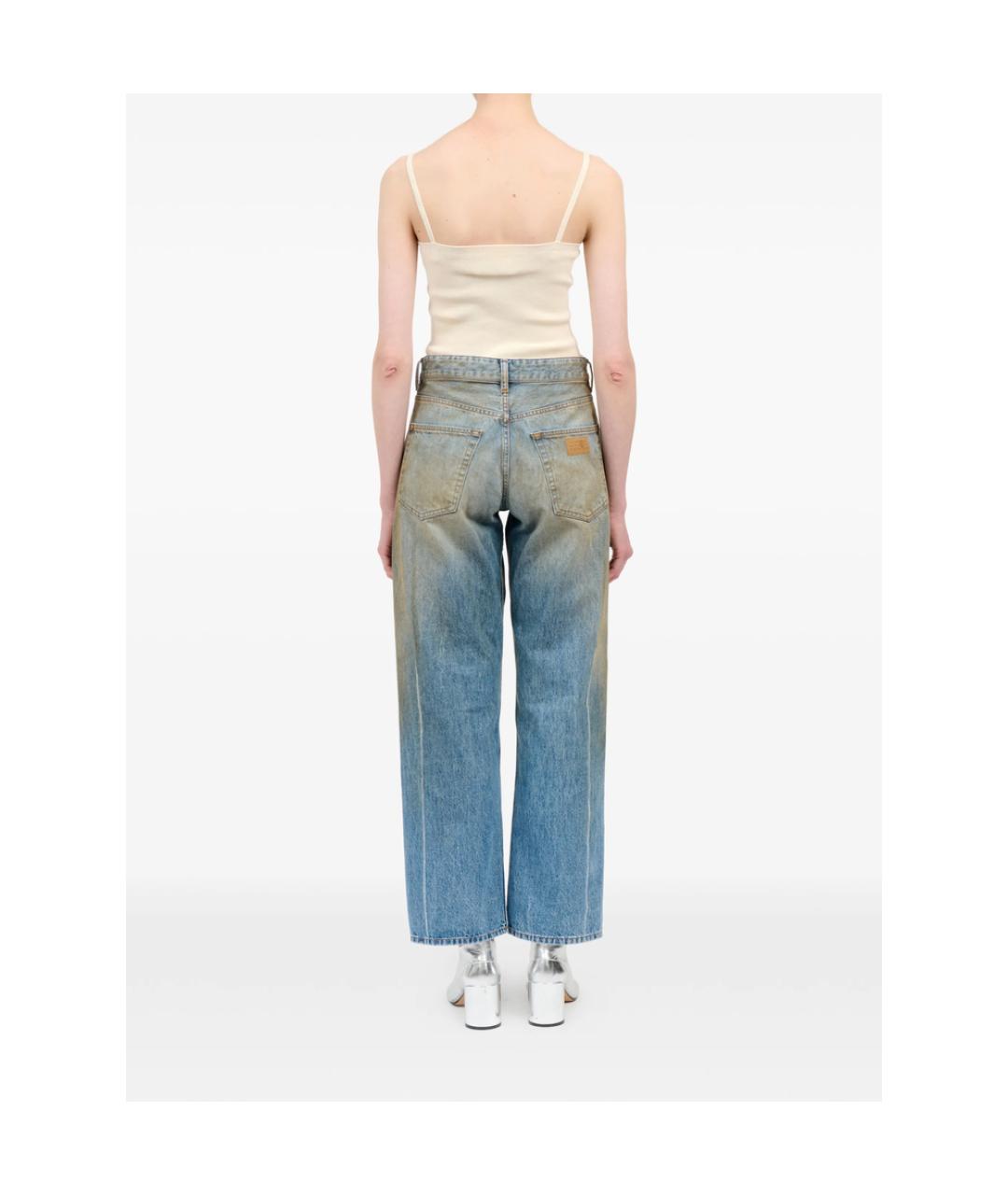 MM6 MAISON MARGIELA Синие хлопковые прямые джинсы, фото 2