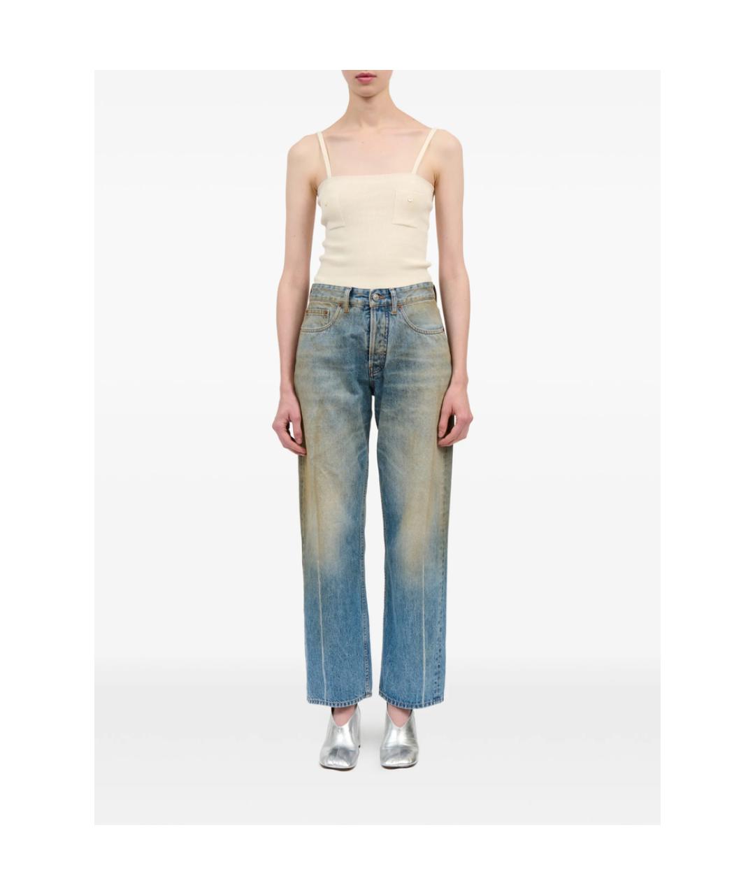 MM6 MAISON MARGIELA Синие хлопковые прямые джинсы, фото 5