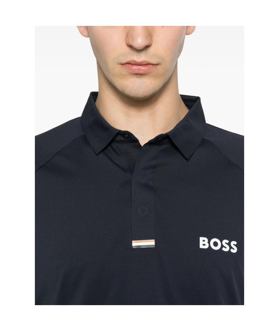 HUGO BOSS Синее поло с коротким рукавом, фото 3