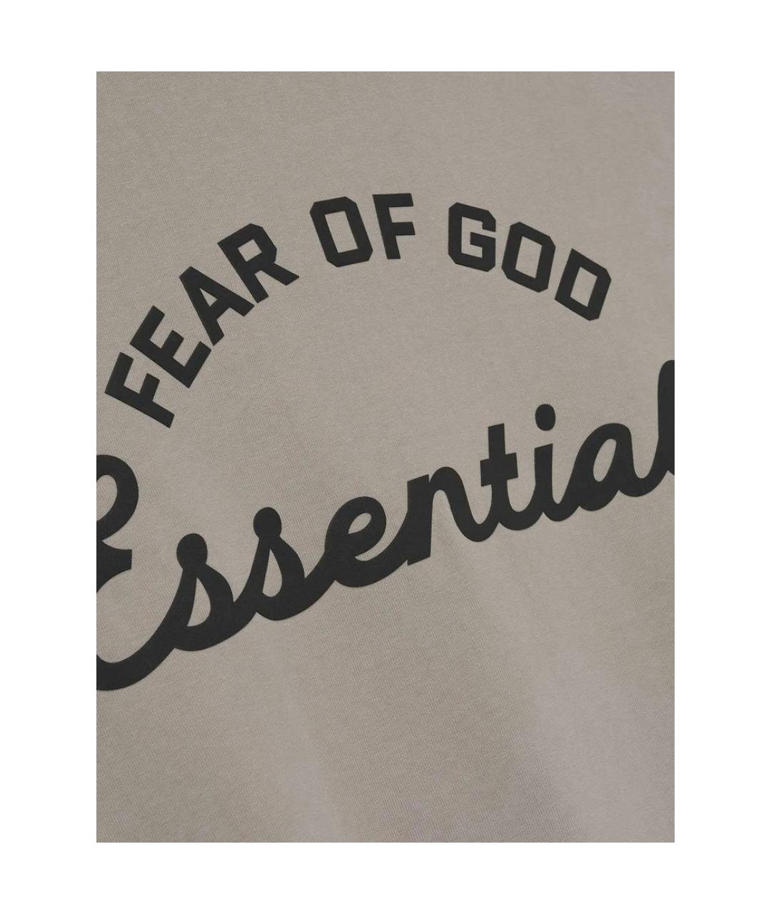 FEAR OF GOD ESSENTIALS Бежевая хлопковая футболка, фото 2