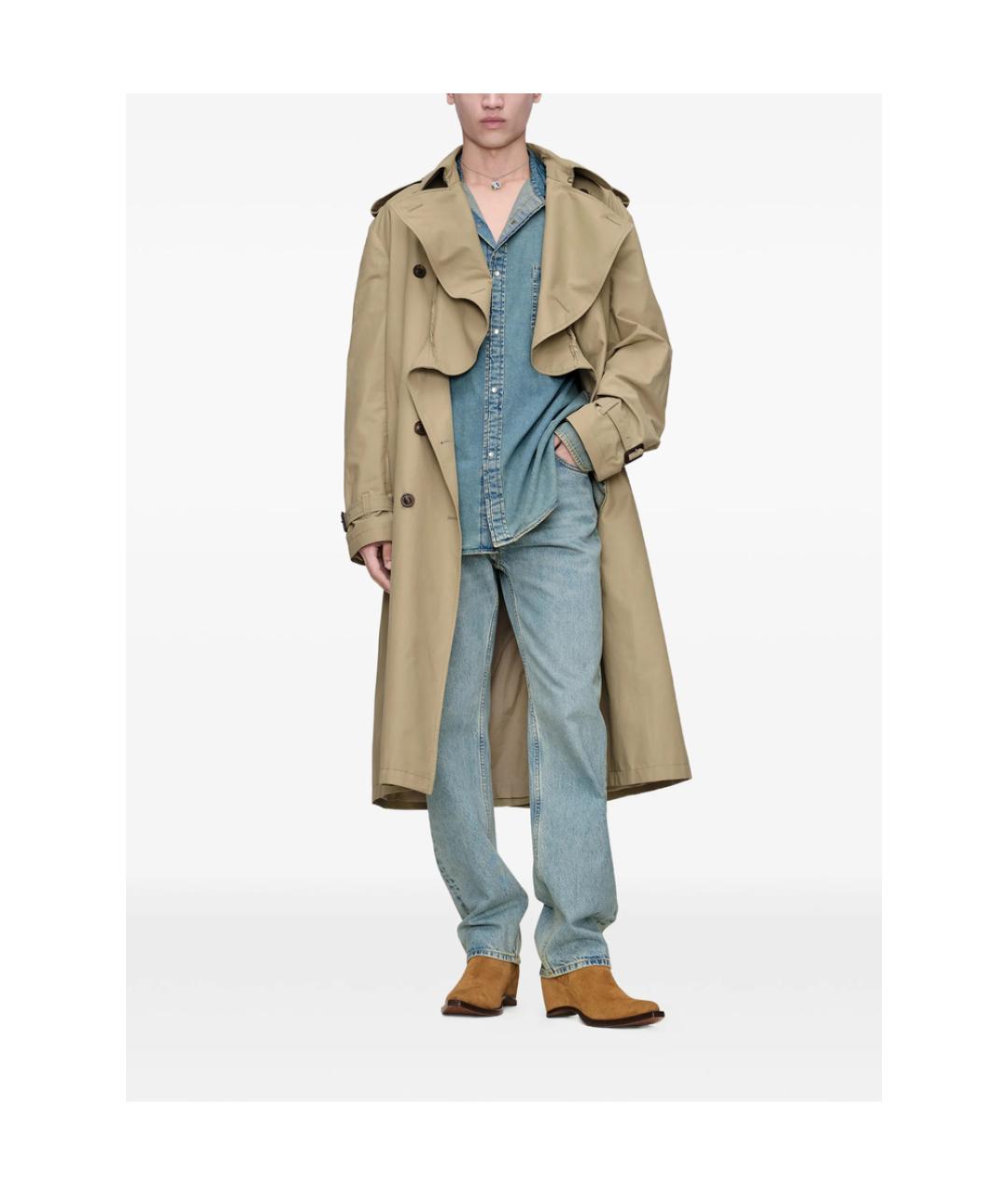 MAISON MARGIELA Синие хлопковые прямые джинсы, фото 4