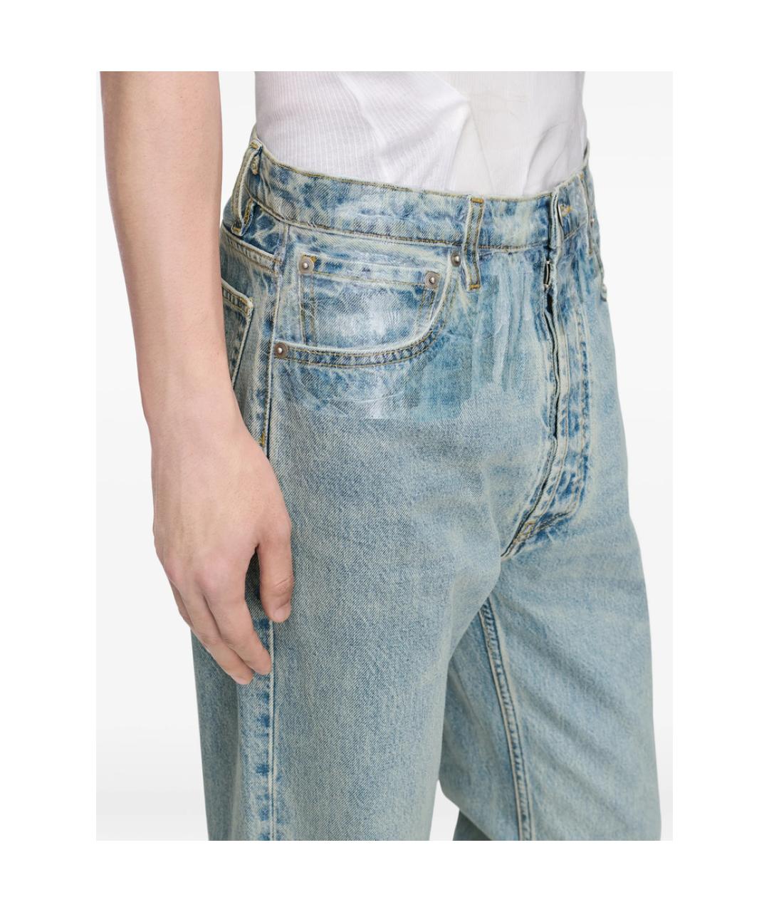 MAISON MARGIELA Синие хлопковые прямые джинсы, фото 3