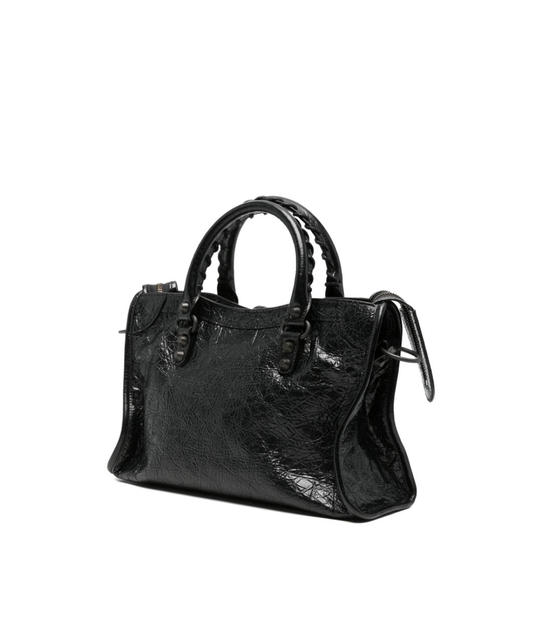 BALENCIAGA Черная кожаная сумка тоут, фото 2