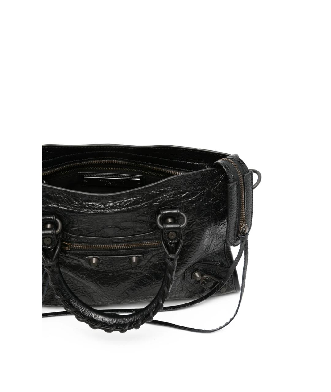 BALENCIAGA Черная кожаная сумка тоут, фото 5