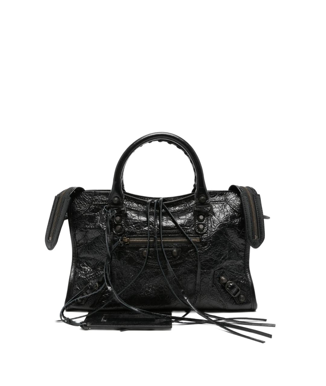 BALENCIAGA Черная кожаная сумка тоут, фото 1