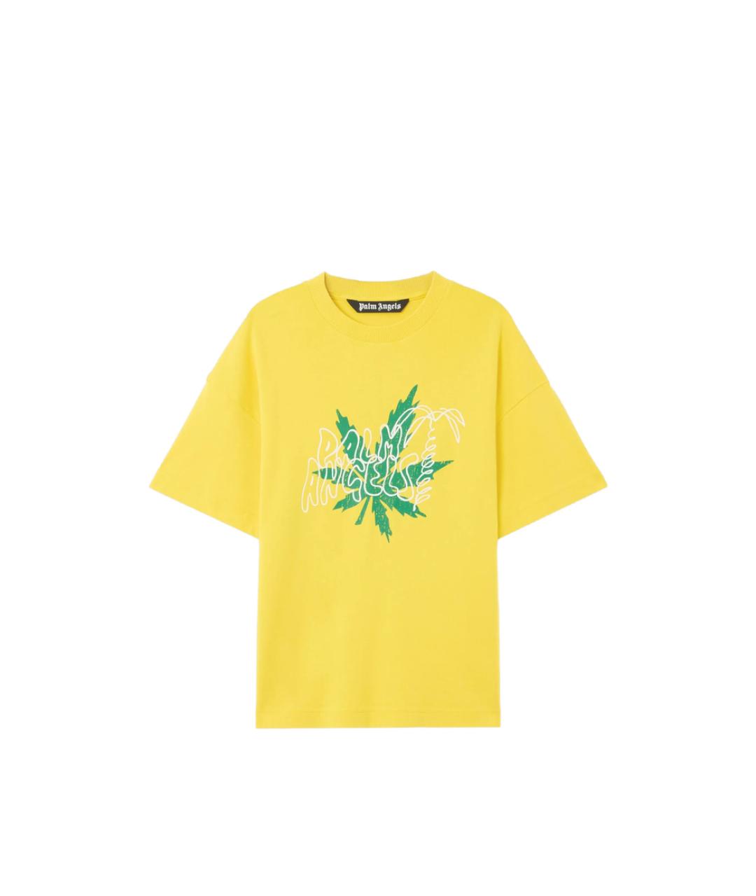 PALM ANGELS Желтая хлопковая футболка, фото 1