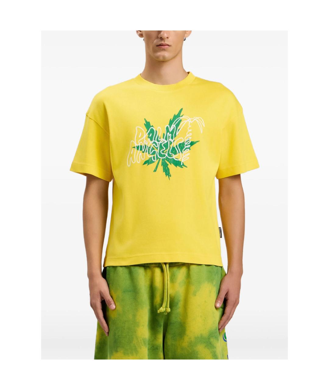 PALM ANGELS Желтая хлопковая футболка, фото 4