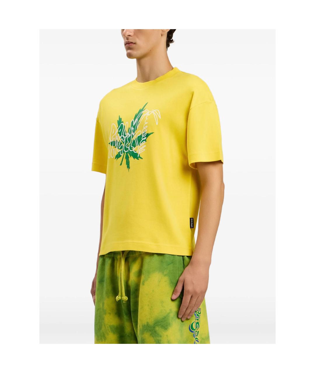 PALM ANGELS Желтая хлопковая футболка, фото 3