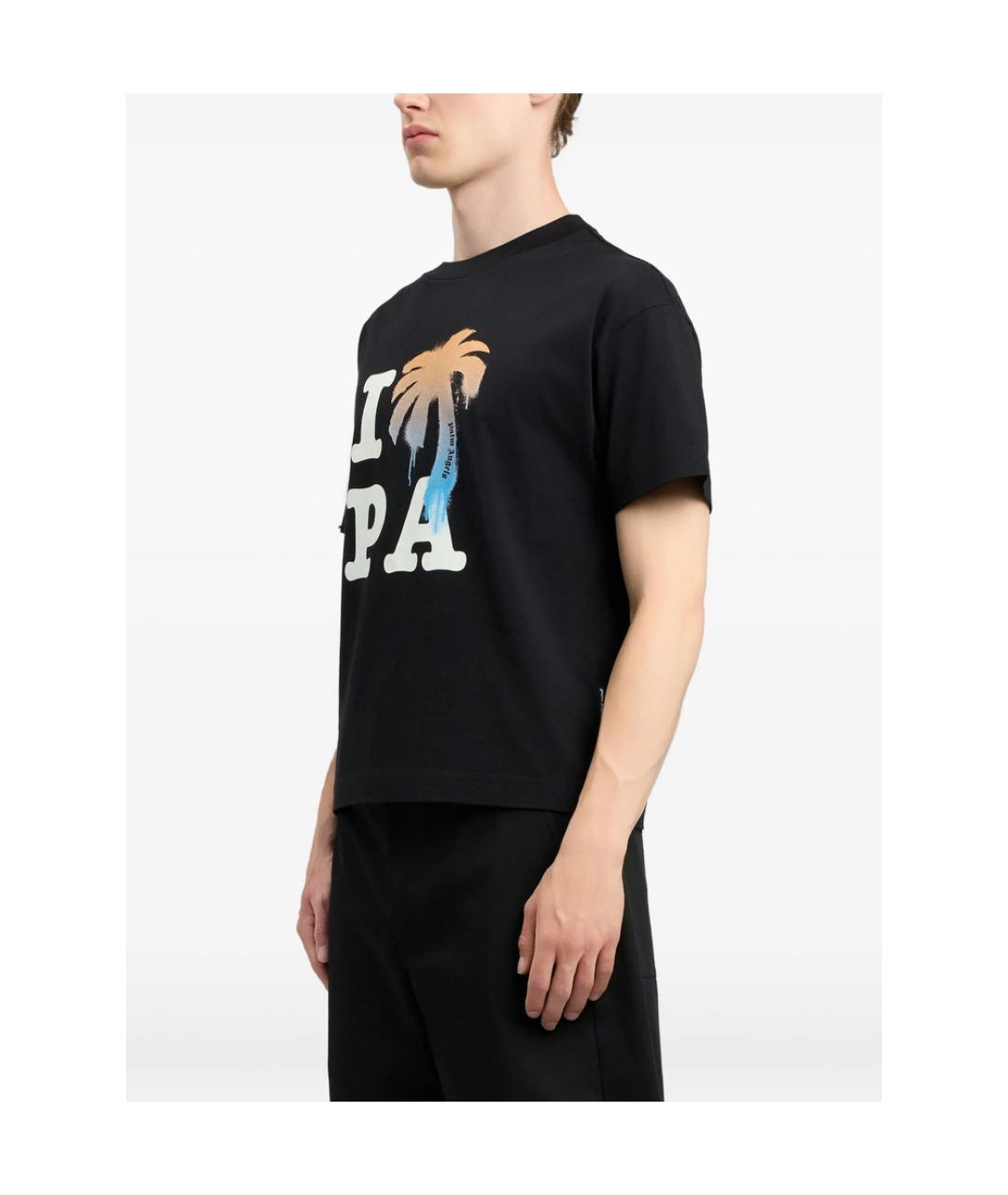 PALM ANGELS Черная хлопковая футболка, фото 2