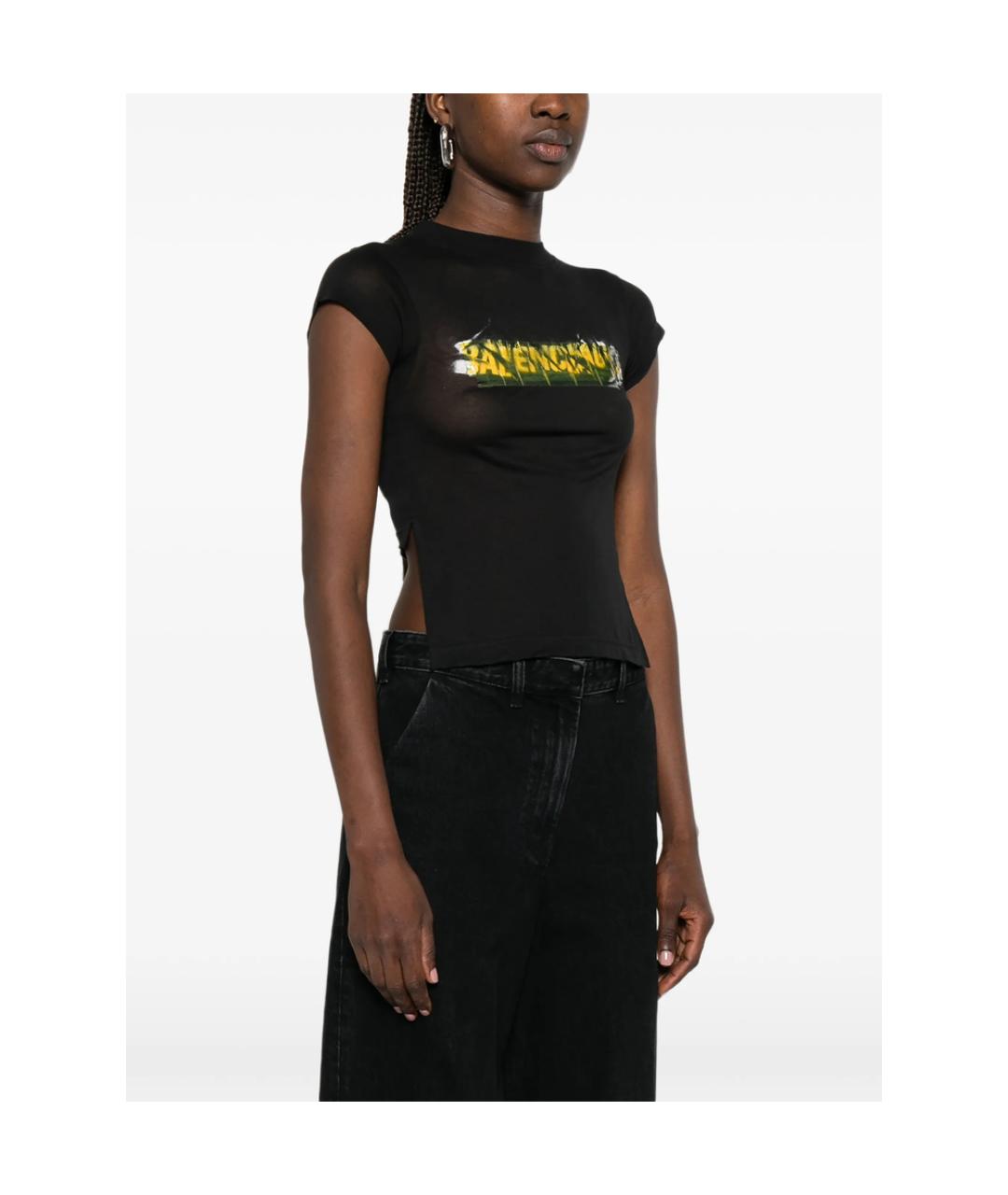 BALENCIAGA Черная хлопковая футболка, фото 5