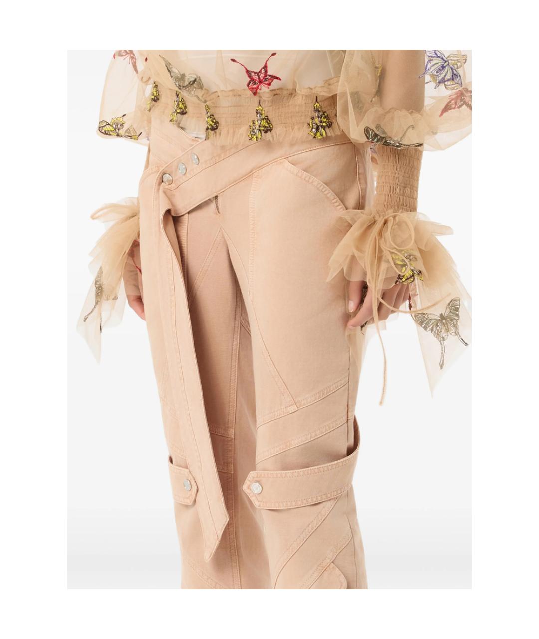 BLUMARINE Розовые хлопковые брюки узкие, фото 2