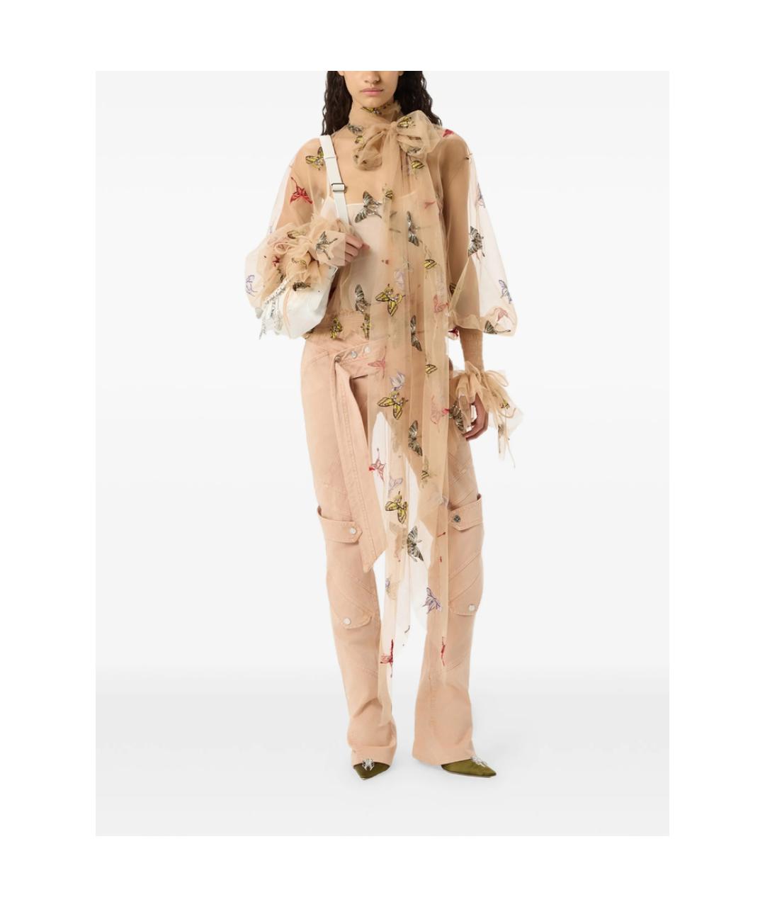 BLUMARINE Розовые хлопковые брюки узкие, фото 4