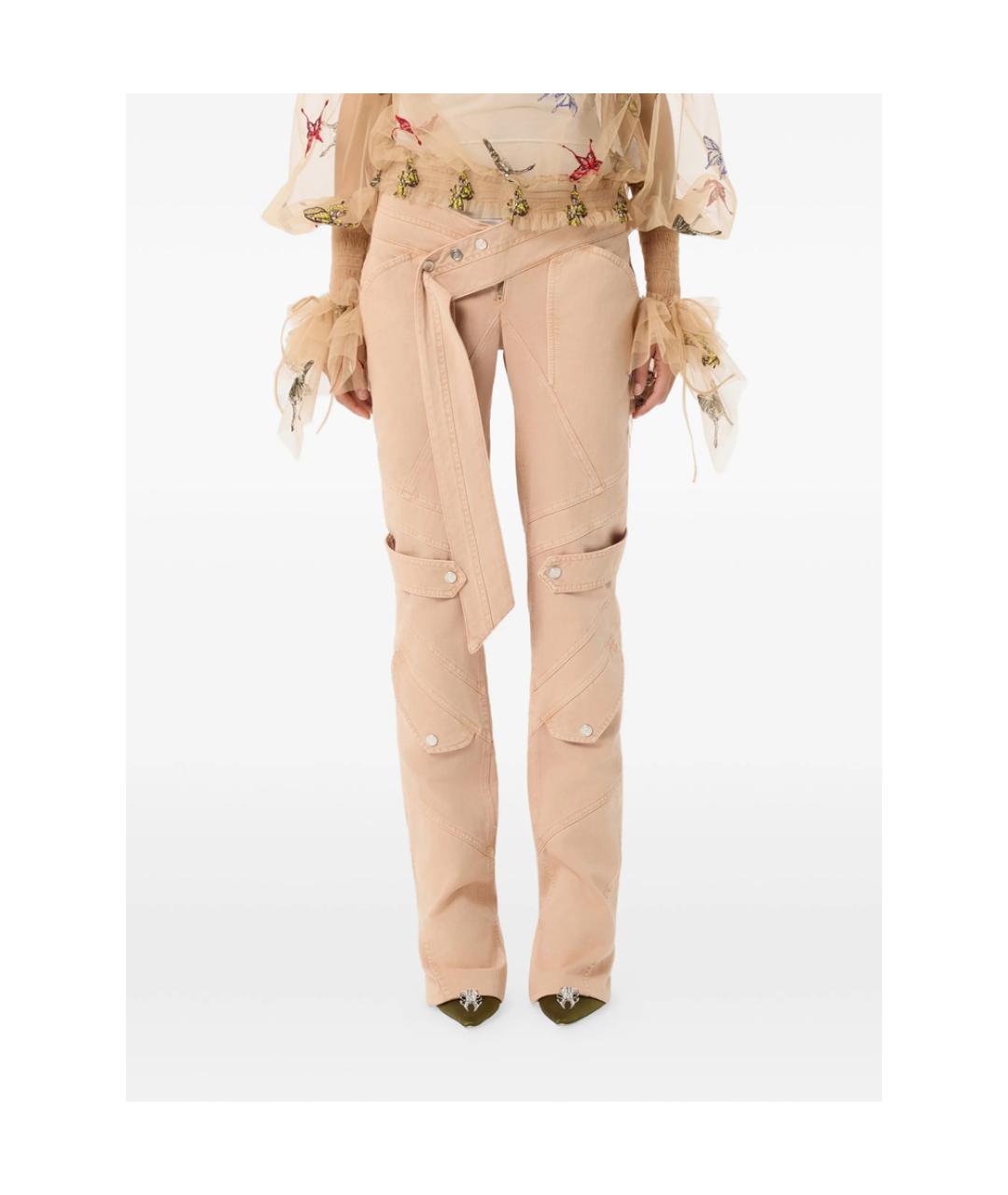BLUMARINE Розовые хлопковые брюки узкие, фото 5