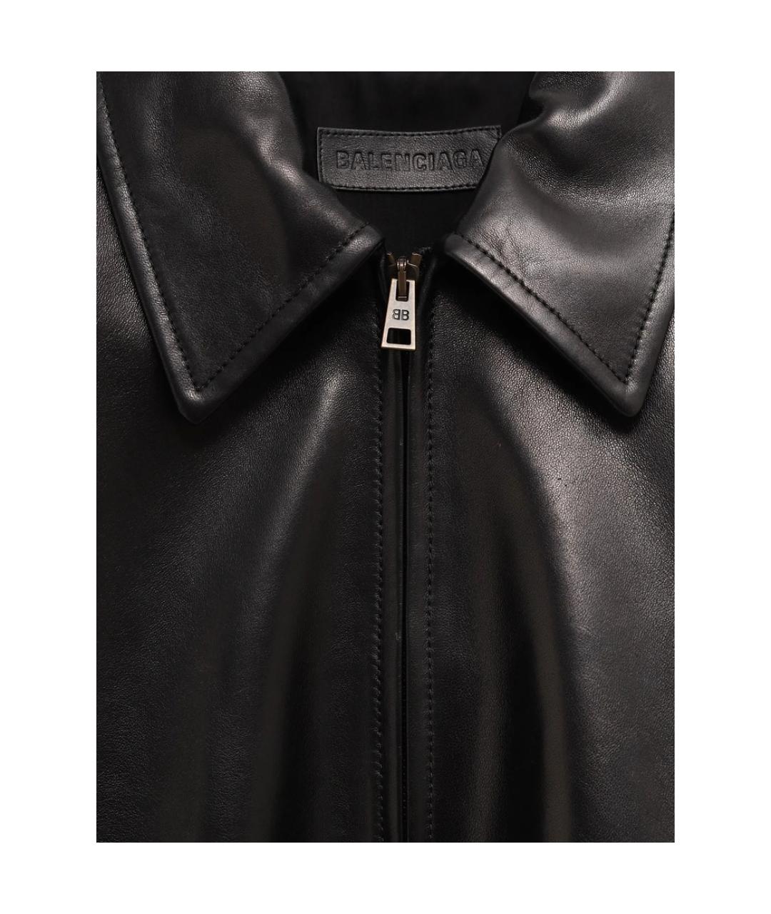 BALENCIAGA Черная кожаная куртка, фото 2