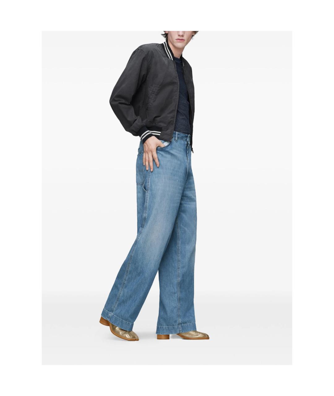 MAISON MARGIELA Синие хлопковые повседневные брюки, фото 4