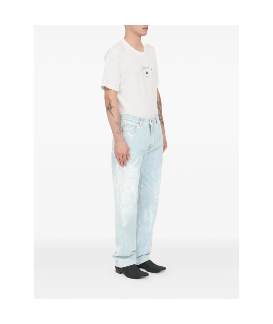 MM6 MAISON MARGIELA Голубые хлопковые прямые джинсы, фото 4