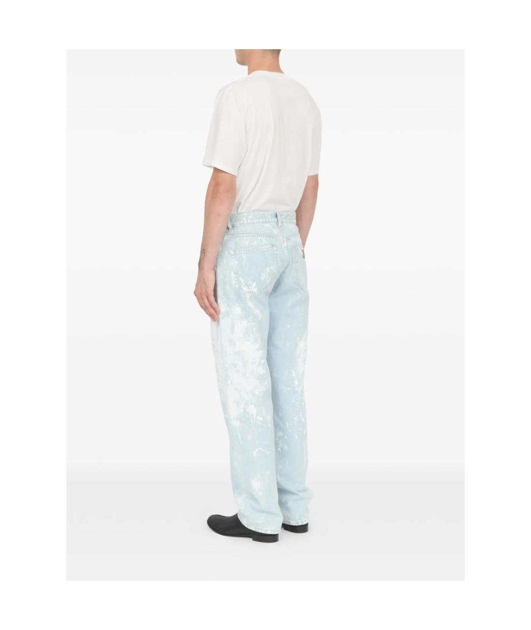 MM6 MAISON MARGIELA Голубые хлопковые прямые джинсы, фото 5