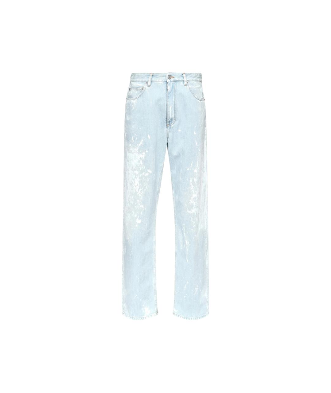 MM6 MAISON MARGIELA Голубые хлопковые прямые джинсы, фото 1