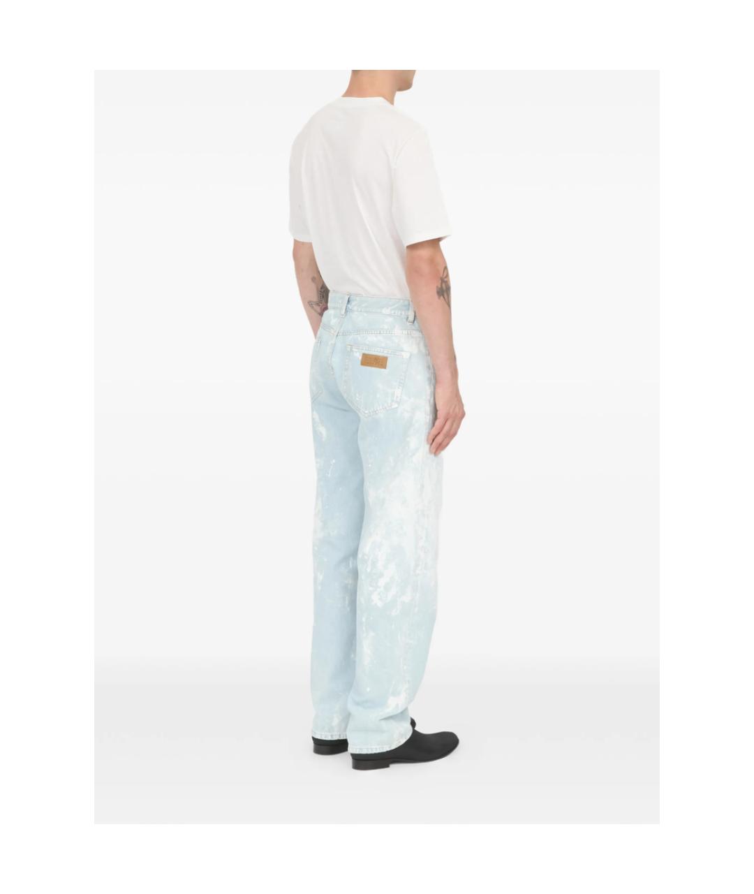 MM6 MAISON MARGIELA Голубые хлопковые прямые джинсы, фото 3